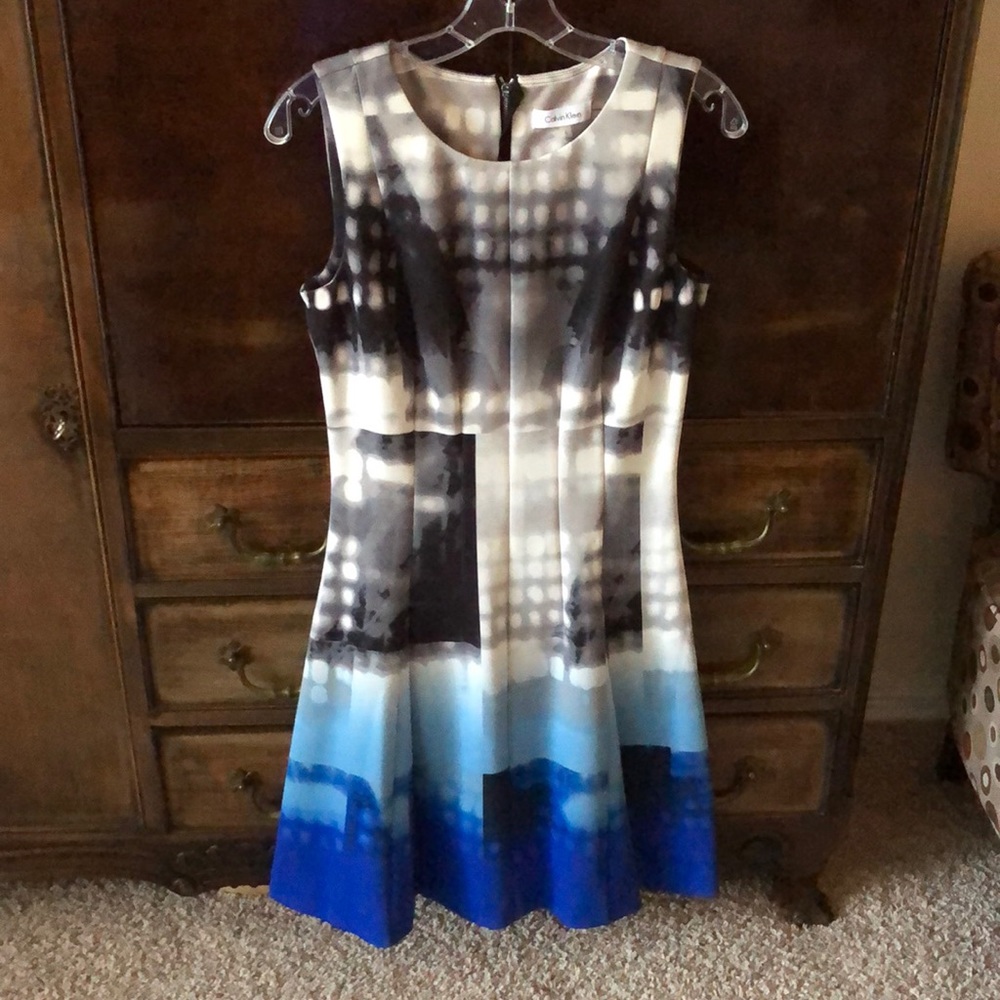 Grey an blue business dress